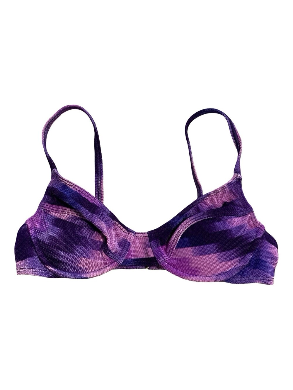 Vintage LA BLANCA Black Purple Tie Dye Padded Underwire Bikini Top Size Small